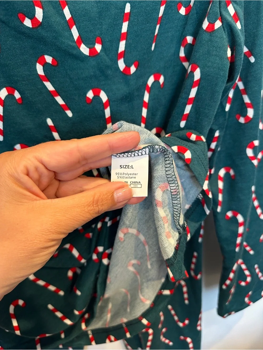 Source Unknown Green Candy Cane Women's Pajama Set